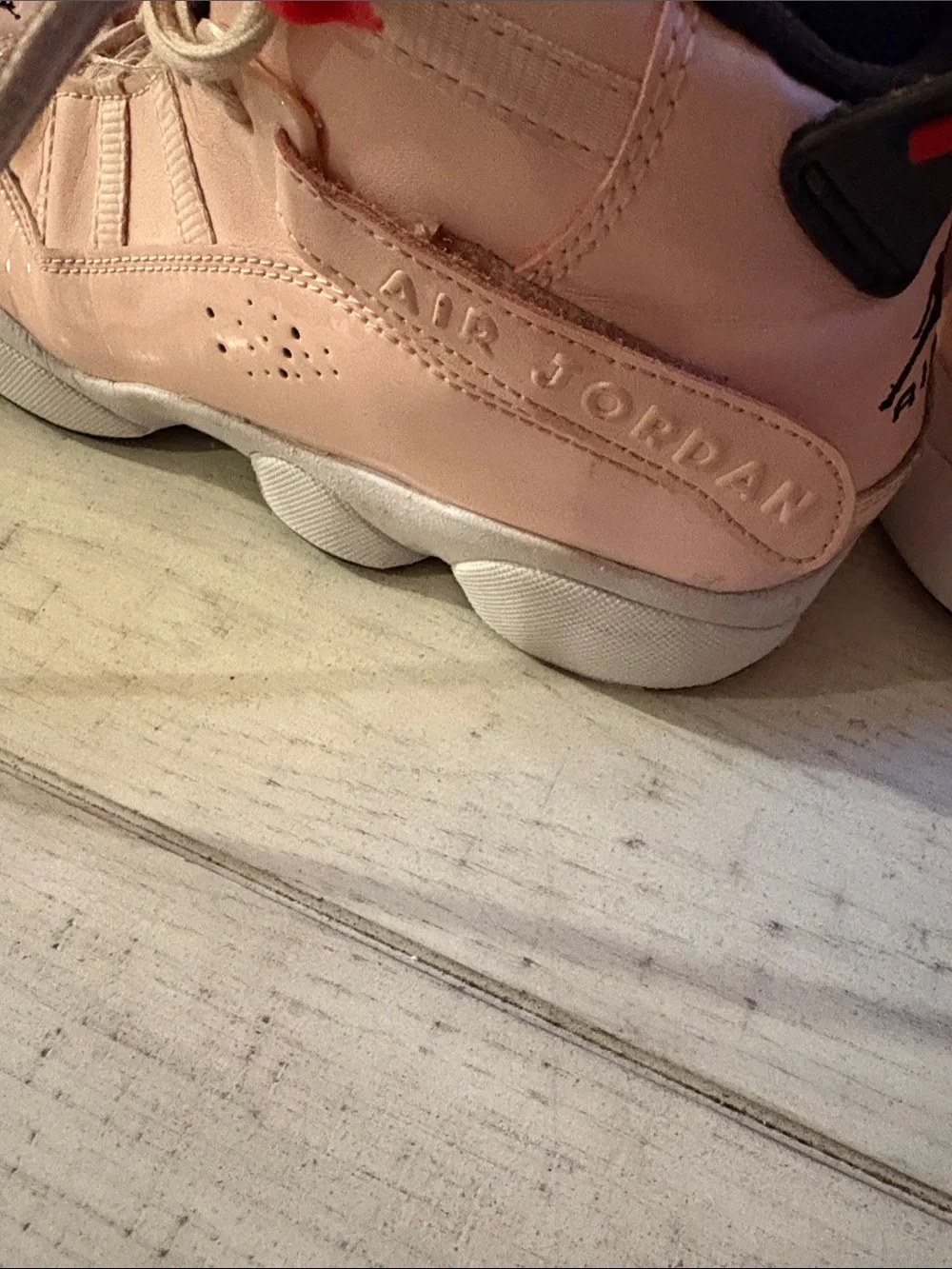 Jordan Kids' Pink Patent Leather Basketball Sneakers with Black Accents
